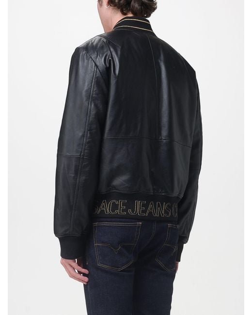Versace Jeans Couture Blue Leather Bomber Jacket for men
