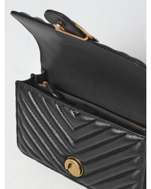 Pinko Black Love One Mini Tasche Aus Gestepptem Nappa