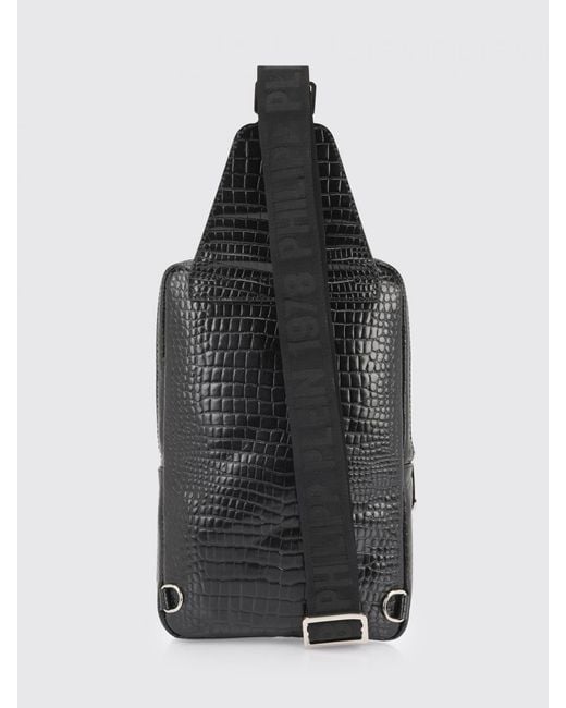 Philipp Plein Black Cross Body Bag Cocco for men