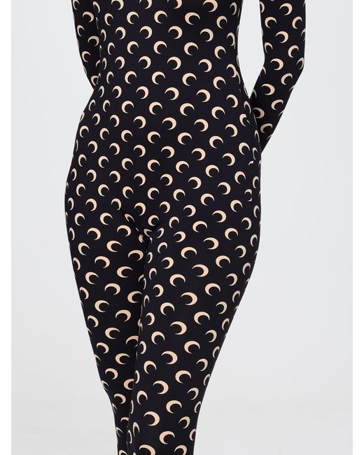 MARINE SERRE Black Printed Crepe Jumpsuit