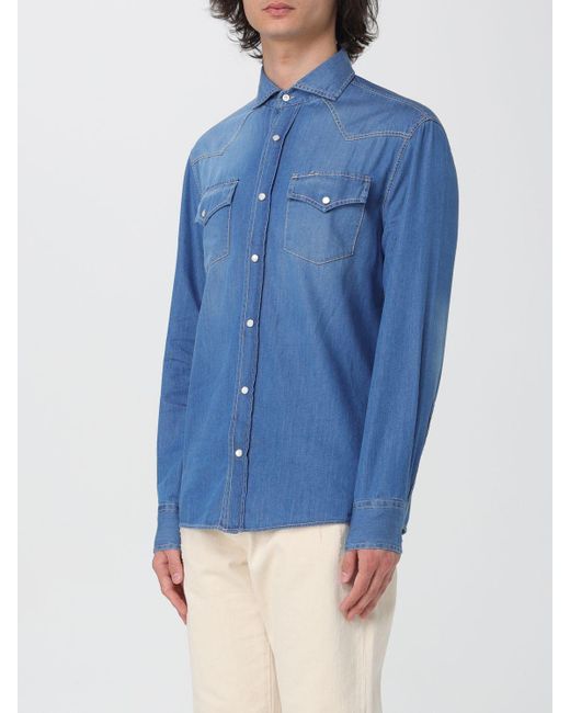 Camicia di Brunello Cucinelli in Blue da Uomo