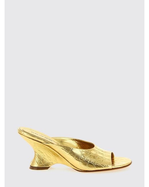 Dries Van Noten Metallic Laminated Crocodile Print Leather Mules