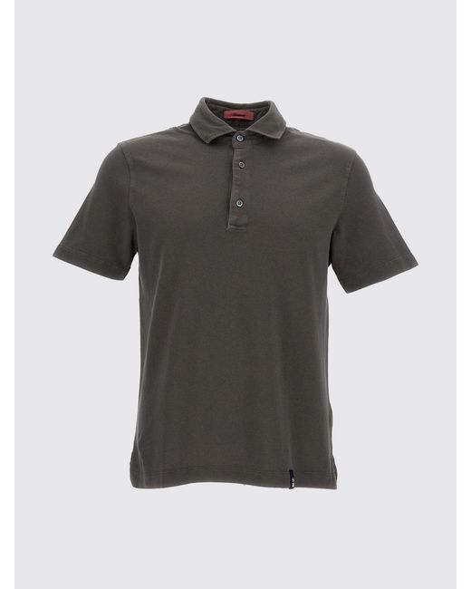 Drumohr Gray Slim Fit Cotton Polo Shirt With Three-Button Placket for men