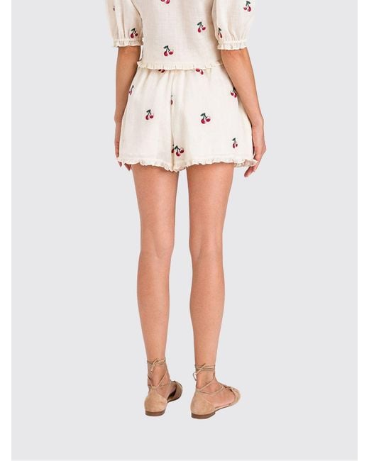 Twinset Red Ramie Shorts With Embroidery