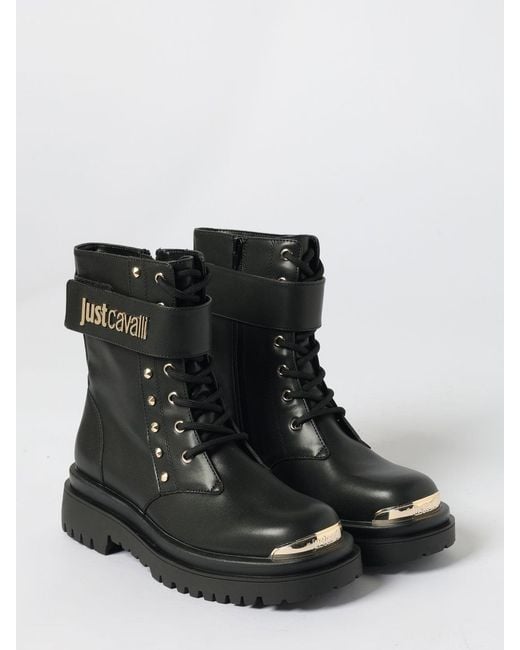 Just Cavalli Black Flat Ankle Boots