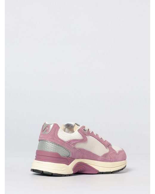 Autry Pink Hyperway Mesh And Suede Sneakers