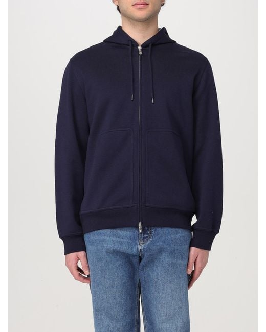 Brunello Cucinelli Blue Cotton Hoodie for men