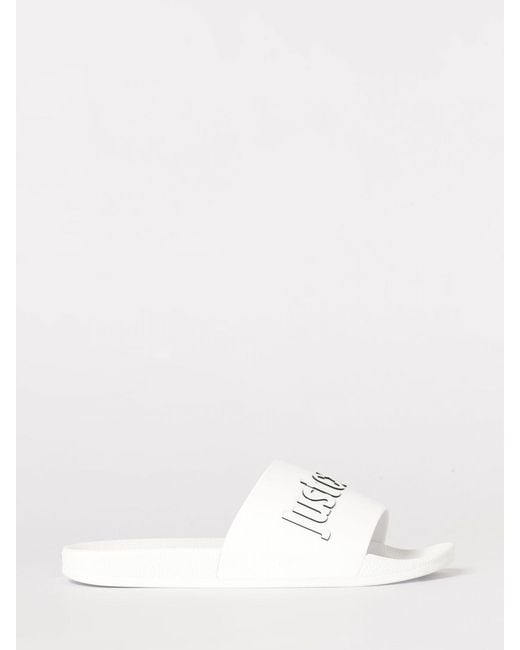 Just Cavalli White Rubber Sliders With Printed Logo