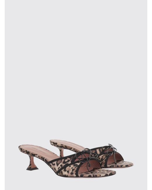 AMINA MUADDI Red Animal Print Satin Eleonora Mules