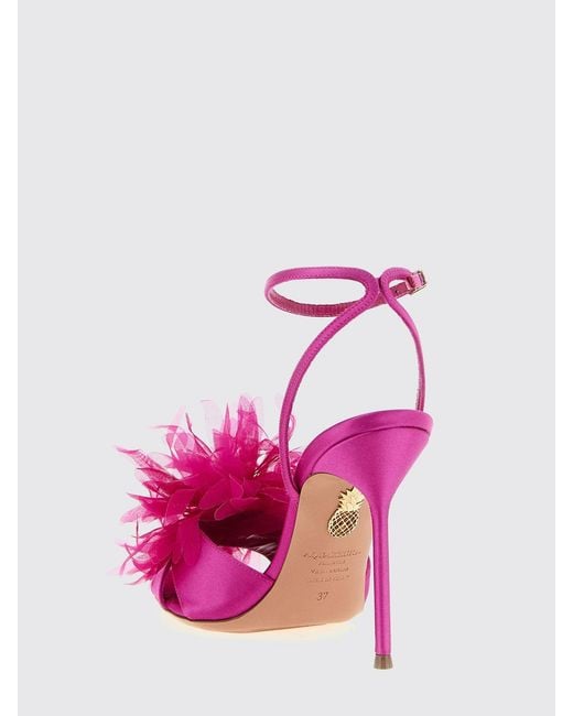 Aquazzura Pink Poème Satin And Tulle Sandals