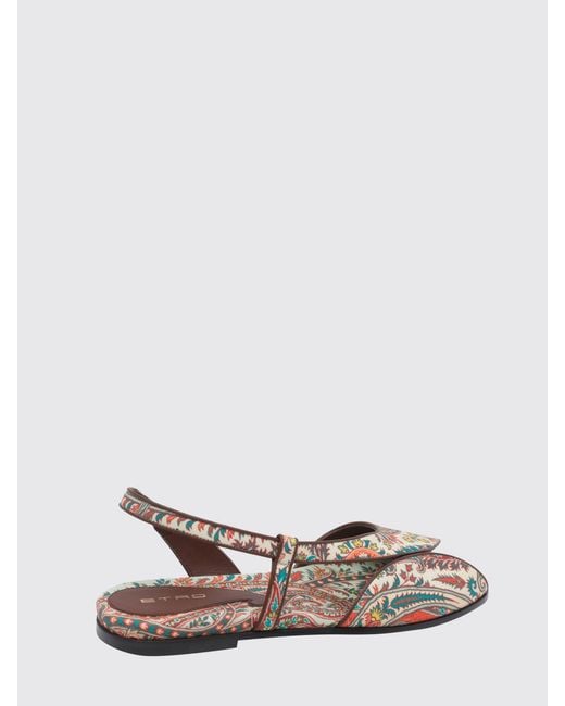 Etro White Paisley Print Twill Sandals