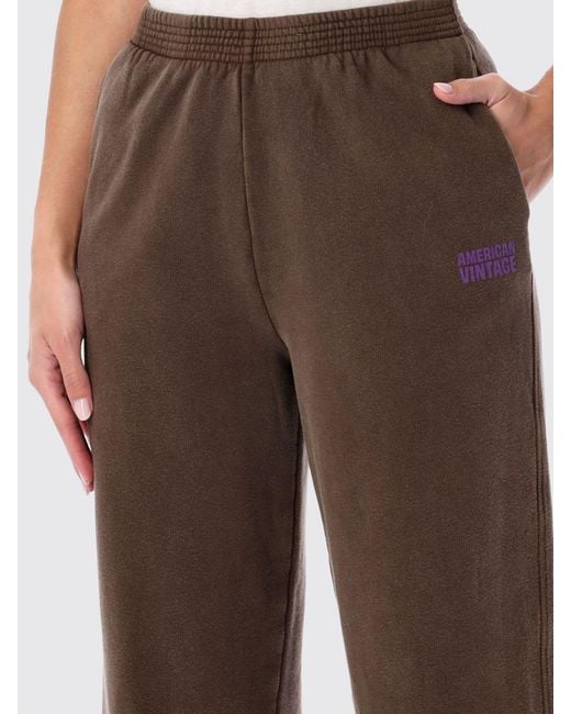 American Vintage Brown Straight-Leg Cotton Jogging Trousers With Elastic Waist