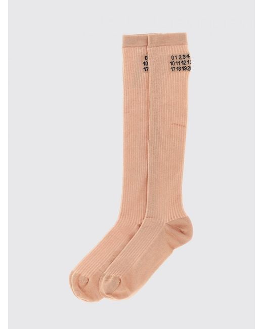 MM6 by Maison Margiela White Stretch Ribbed Cotton Socks