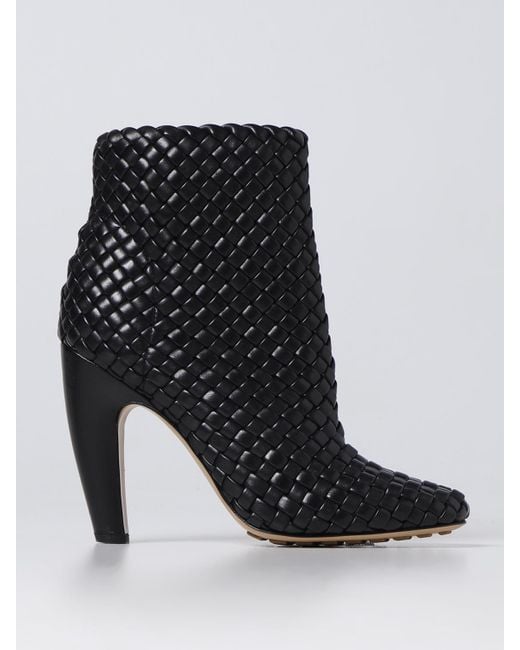 Bottega Veneta Black Raffia 10cm Ankle Boots