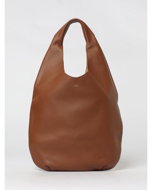 A.P.C. Brown Le Neige Grained Leather Bag