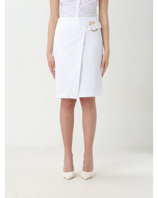 Pinko White Eurito Wrap Midi Skirt