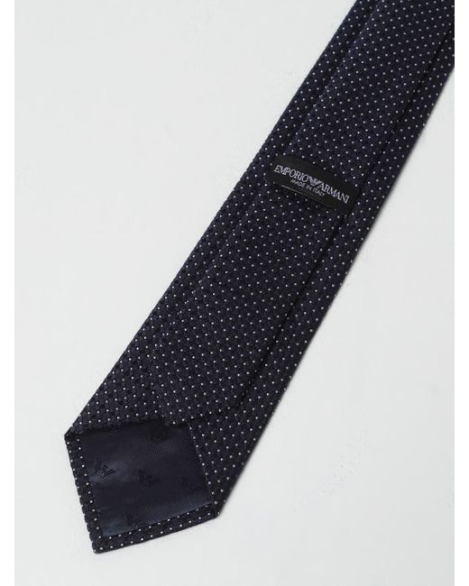 Cravatta in seta con pois jacquard di Emporio Armani in Blue da Uomo