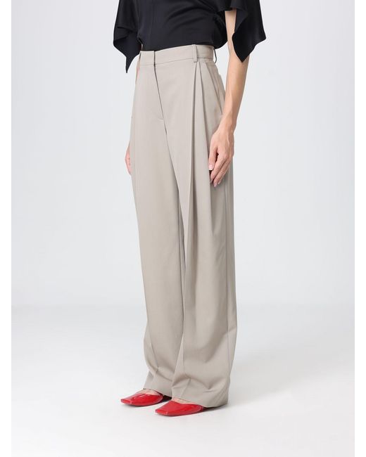Stella McCartney Gray High-Waisted Wool Palazzo Trousers With Pleats