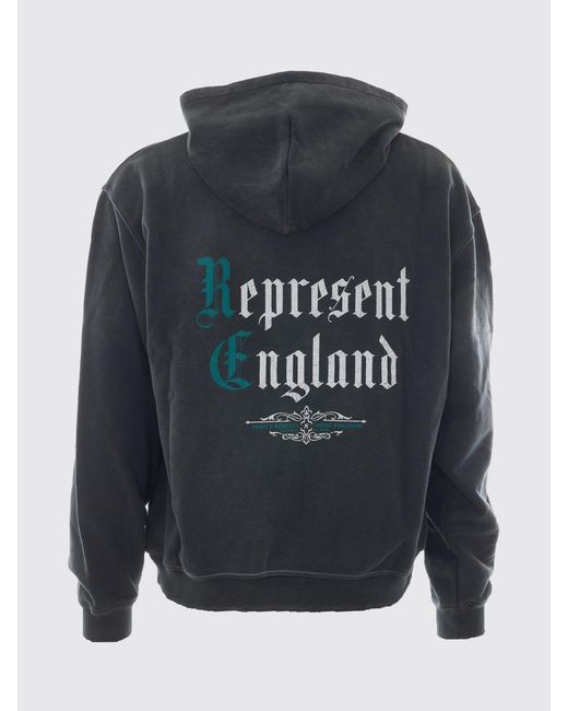 Represent Black Relaxed Fit Zip-Up Hoodie for men