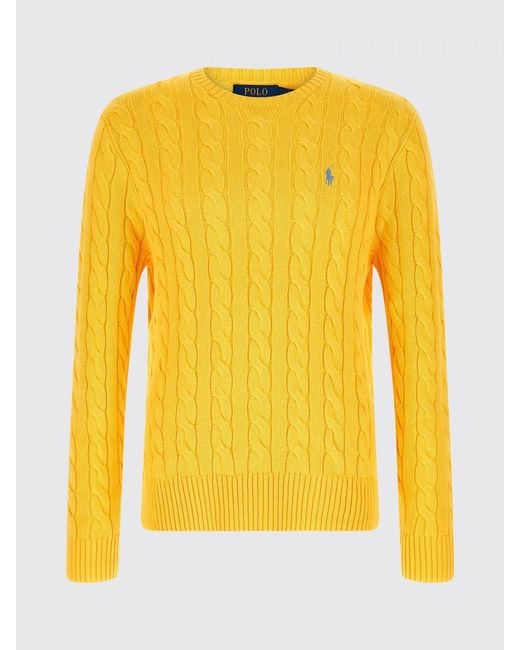 Polo Ralph Lauren Yellow Cotton Tricot Crewneck Pullover for men