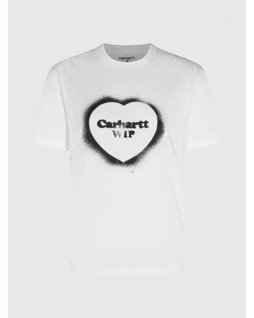 Carhartt White Short-Sleeved Cotton T-Shirt With Chest Logo Print