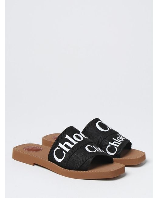 Chloé Black Chlo&Eacute Fabric And Rubber Sliders