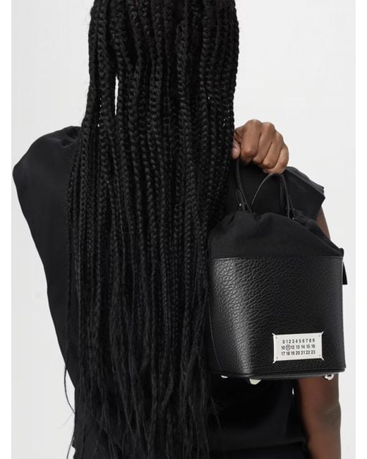 Maison Margiela Black 5Ac Bucket Grained Leather And Canvas Bag