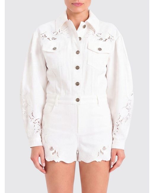 Twinset White Embroidered Cotton Jacket
