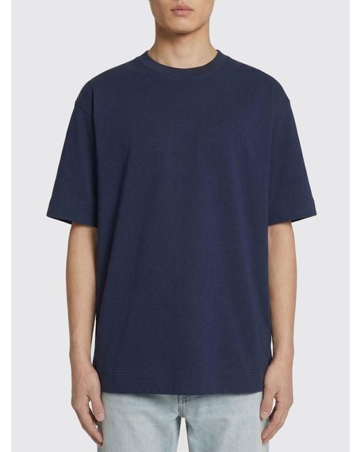 Dries Van Noten Blue Heer Cotton T-Shirt for men
