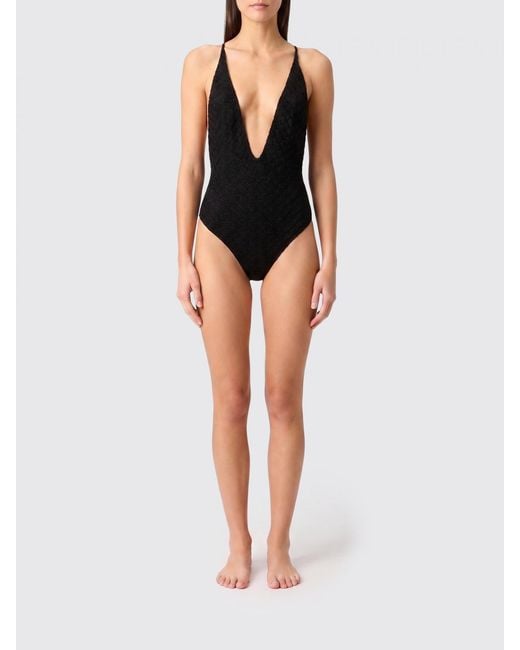Missoni Black Viscose One-Piece Swimsuit