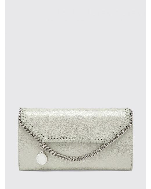Stella McCartney Gray Falabella Laminated Cracked Synthetic Suede Wallet