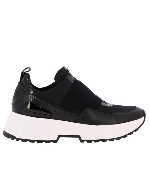 MICHAEL Michael Kors Black Sneakers In Leather And Micro-net With Maxi Elastic Band And Logo
