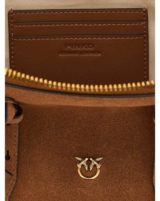 Pinko Brown Escape Bag Horizontal Suede Bag