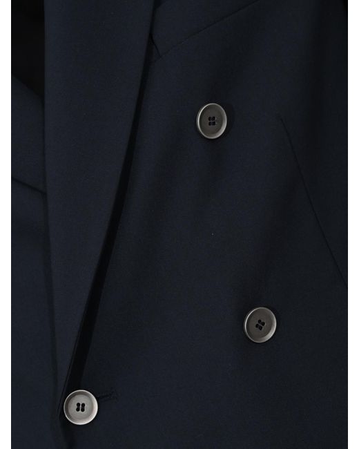 Paolo Pecora Blue Double-Breasted Cotton Blazer for men