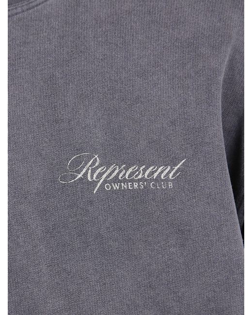 Represent Gray Cotton Hoodie With Logo for men
