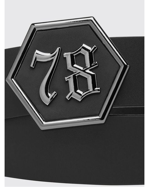 Philipp Plein Black Adjustable Smooth Leather Belt With Metal Buckle for men