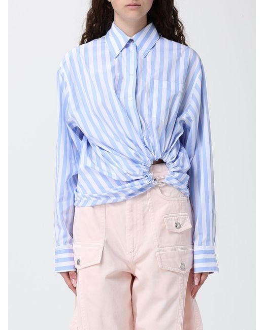 Sportmax Blue Striped Cotton Shirt