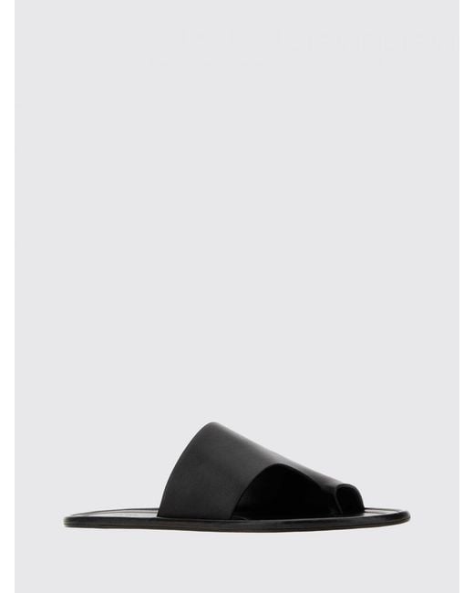 The Row Black Malick Leather Sandals