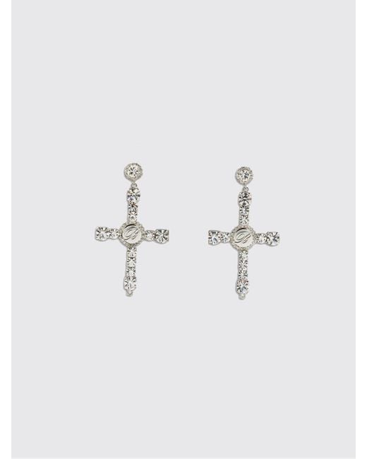 Blumarine Blue Brass Earrings With Set Rhinestones