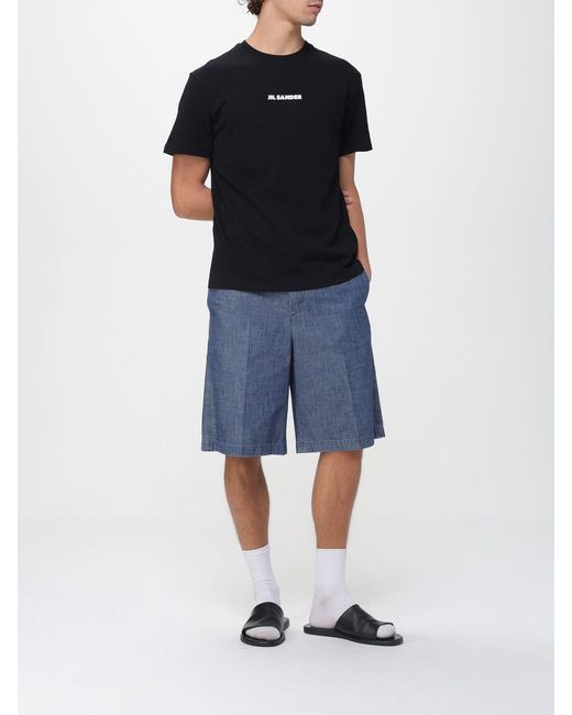Jil Sander Black Cotton T-Shirt With Logo for men