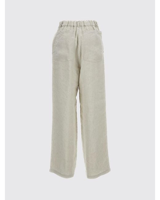 Barena White Wide-Leg Linen Blend Trousers