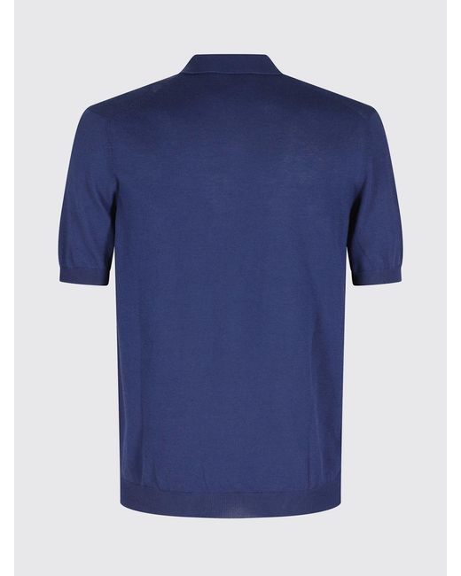 Tagliatore Blue Cotton Knit Polo Shirt for men
