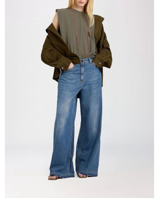 Momoní Multicolor MomonÌ Cotton-Blend T-Shirt With Padded Shoulders And Cap Sleeves