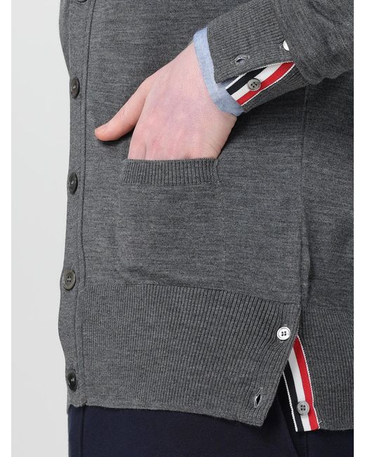 Thom Browne Gray Ribbed Wool Crewneck Sweater for men