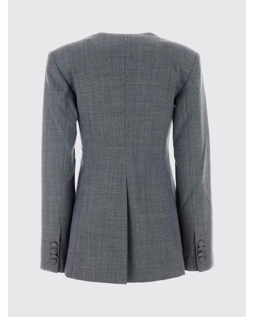 Ganni Gray Single-Breasted Wool Blend Blazer