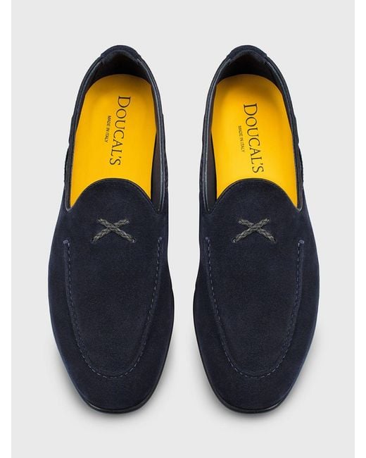 Doucal's Blue Suede Loafers for men
