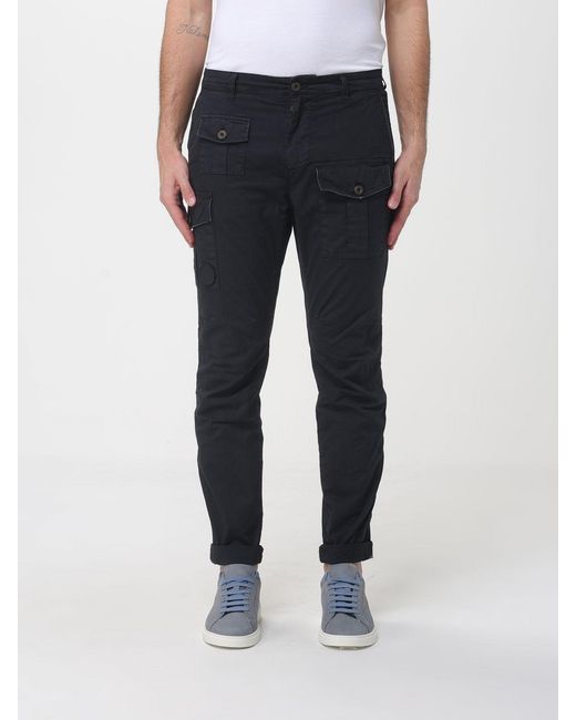 Mason's Blue Stretch Cotton Cargo Trousers for men