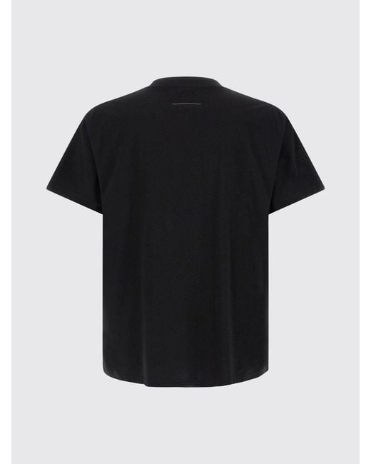 MM6 by Maison Margiela Black Printed Cotton T-Shirt for men