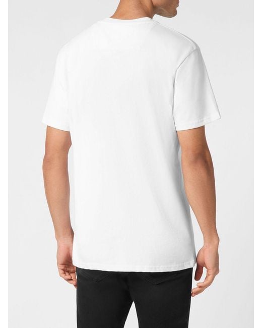 Philipp Plein White Cotton Jersey T-Shirt With Hexagon Logo Patch for men