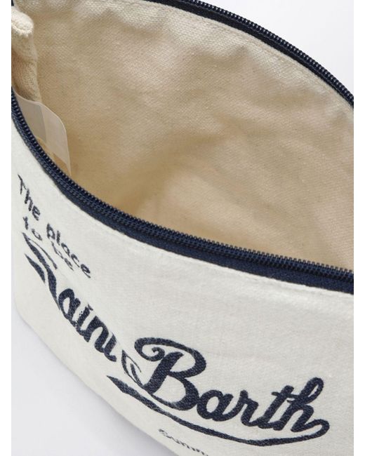 Mc2 Saint Barth Gray Aline Striped Linen Pochette
